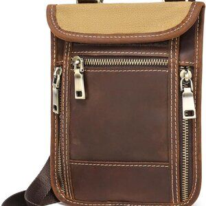 Full Grain Leather Travel Wallet, Leather Cell Phone Belt Bag, Waist Pack Pouch,